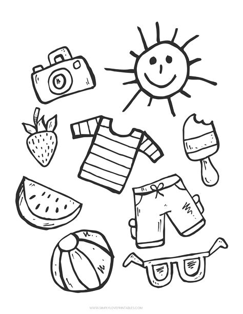 Printable Summer Clothes Coloring Pages