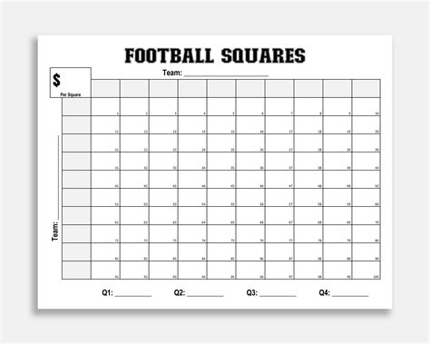 Printable Super Bowl Squares Fundraiser