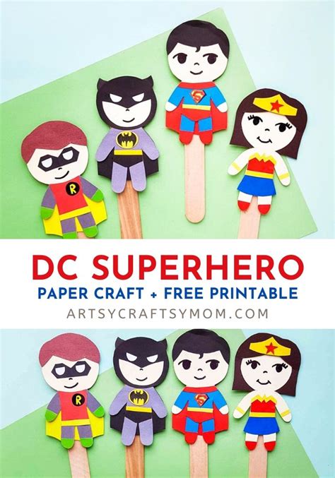 Printable Superhero Puppet Template