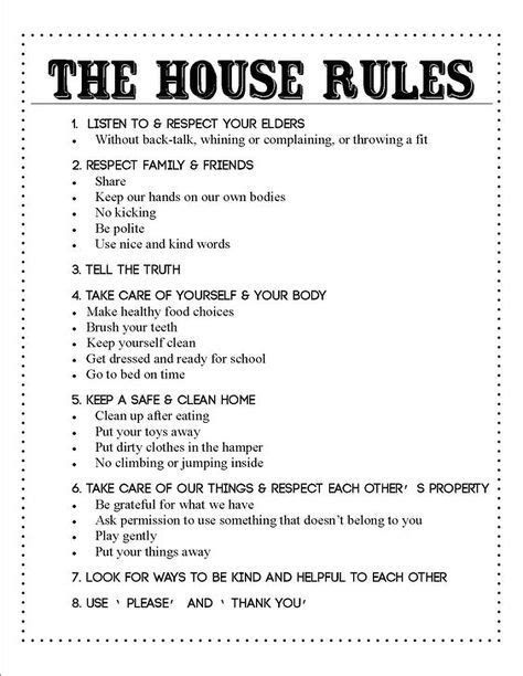 Printable Teenage House Rules Contract