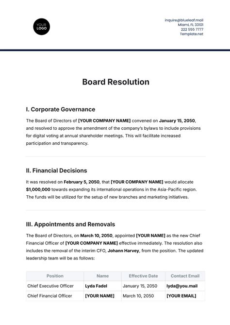 Printable Template For A Resolution