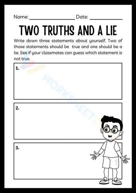 Printable Template Two Truths And A Lie Worksheet