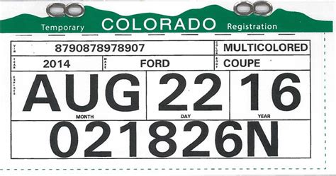 Printable Temporary License Plate Colorado