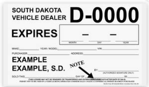 Printable Temporary Plates South Dakota