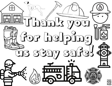 Printable Thank You Firefighters Coloring Page