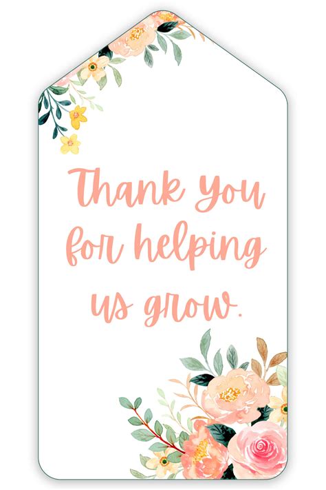 Printable Thank You For Helping Me Grow