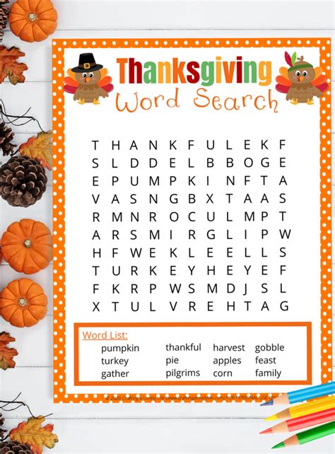 Printable Thanksgiving Word Search