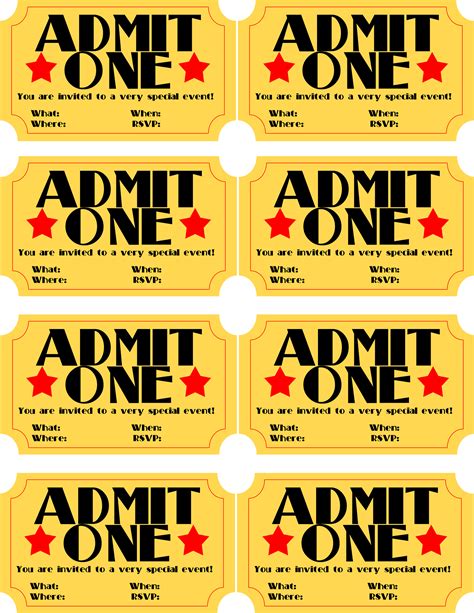 Printable Tickets With Stubs