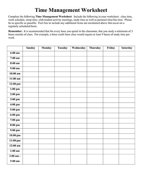 Printable Time Audit Worksheet