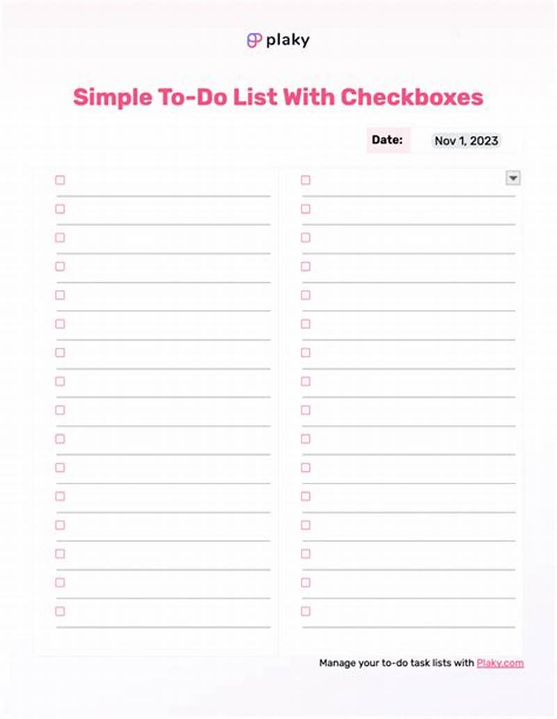 Printable To Do List With Checkboxes