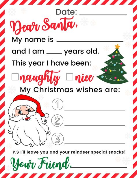 Printable To Santa Letter