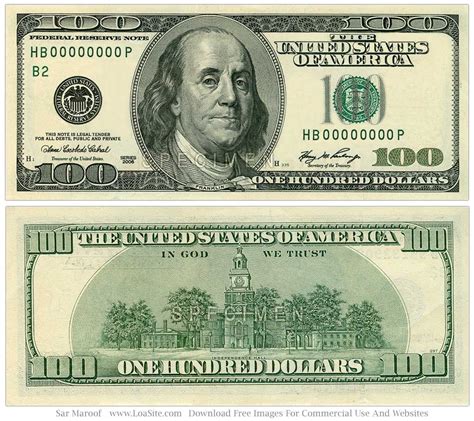 Printable USD100 Bill