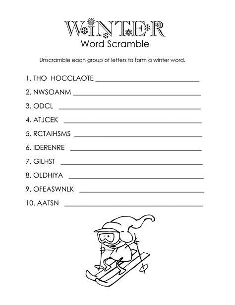 Printable Unscramble Words