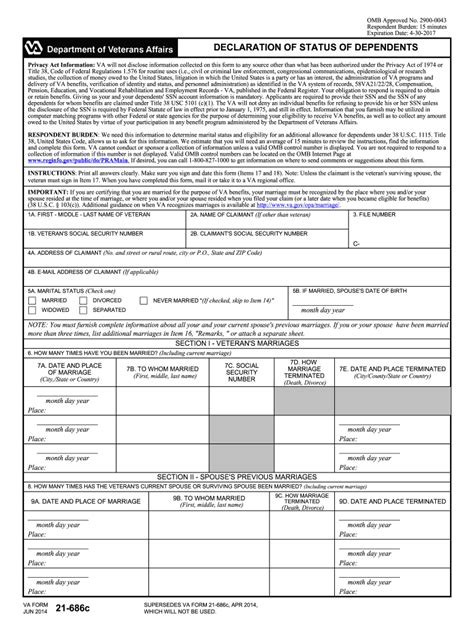 Printable Va Form 21-686c