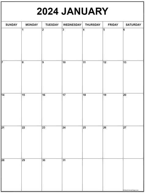 Printable Vertical Calendar 2024