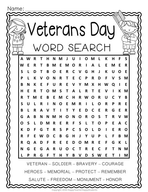 Printable Veterans Day Worksheets Pdf