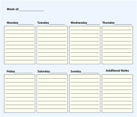 Printable Week Schedule Note