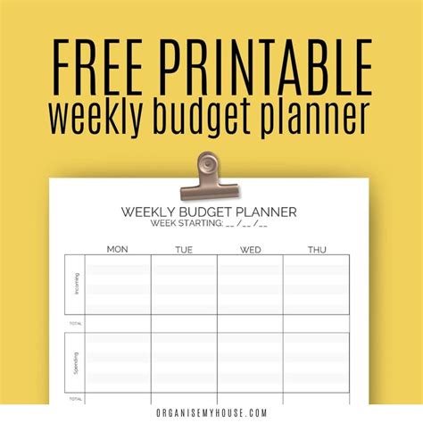 Printable Weekly Budget Template Filetype Pdf