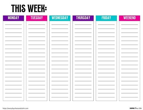 Printable Weekly Calendar With To Do List