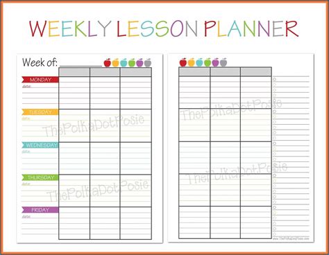 Printable Weekly Lesson Planner Template