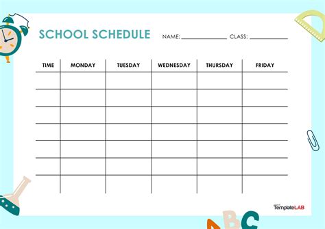 Printable Weekly School Schedule