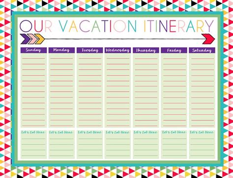Printable Weekly Vacation Calender