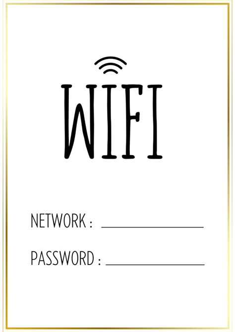 Printable Wifi Password Template
