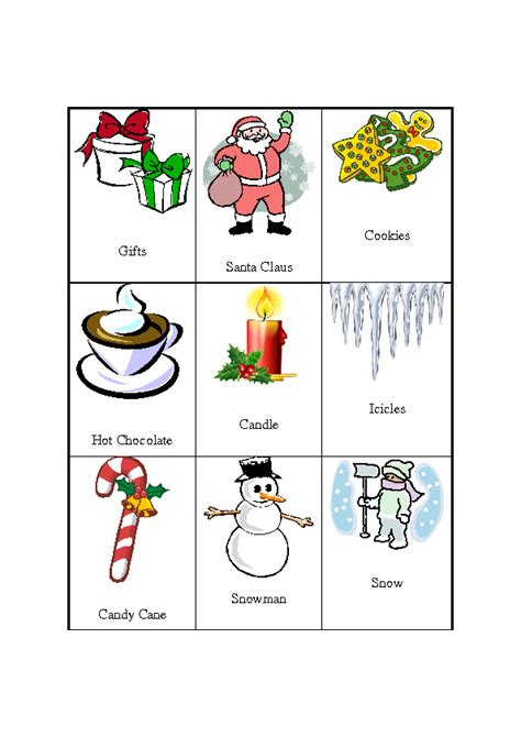 Printable Winter Pictionary Words