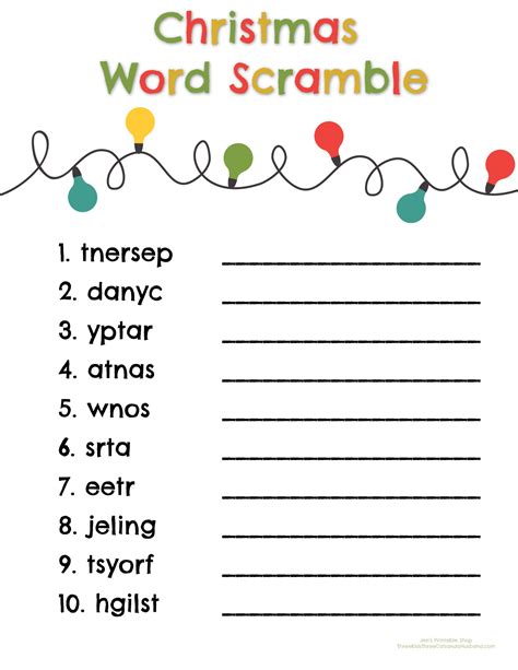 Printable Word Unscramble