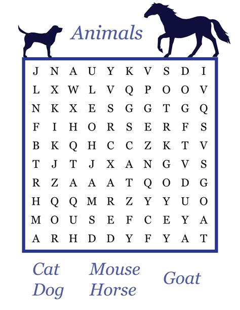 Printable Wordsearch For Kids