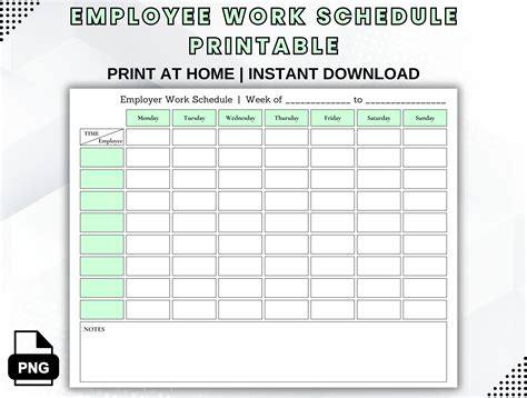 Printable Work Schedule Printable Work Schedule