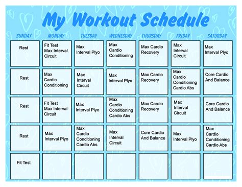 Printable Worksheet Mbf Workout Calendar