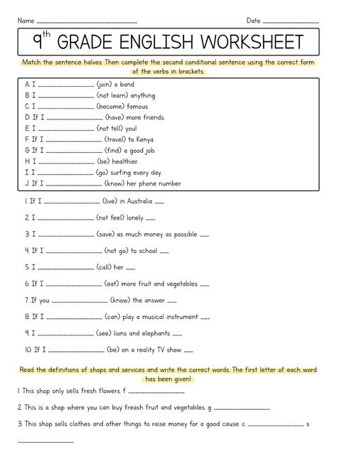 Printable Worksheets For 9th Graders