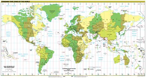 Printable World Time Zone Map