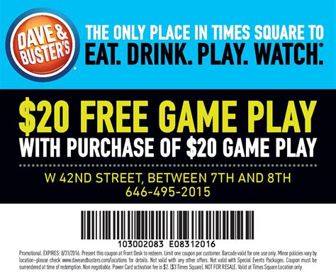 Printable Dave & Buster's Coupons - Exclusive Promotions