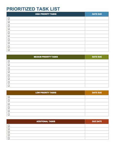 Priority Task List Template
