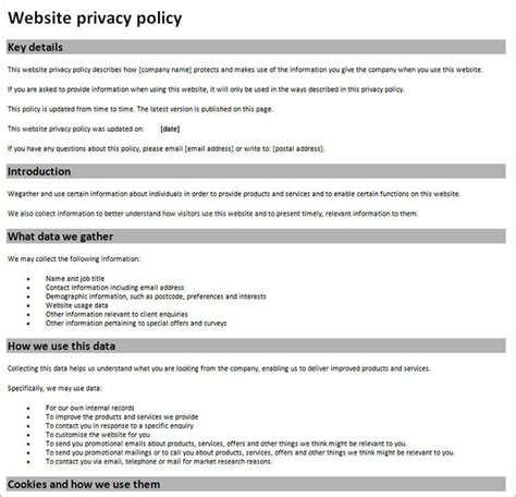 Privacy Policy Template Canada