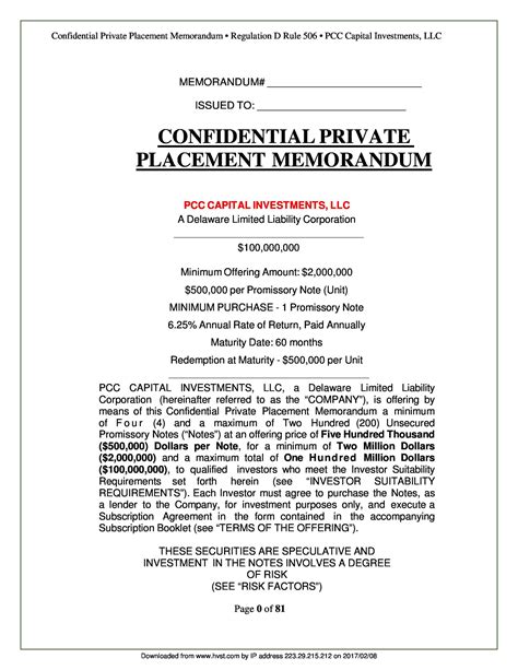 Private Placement Agreement Template