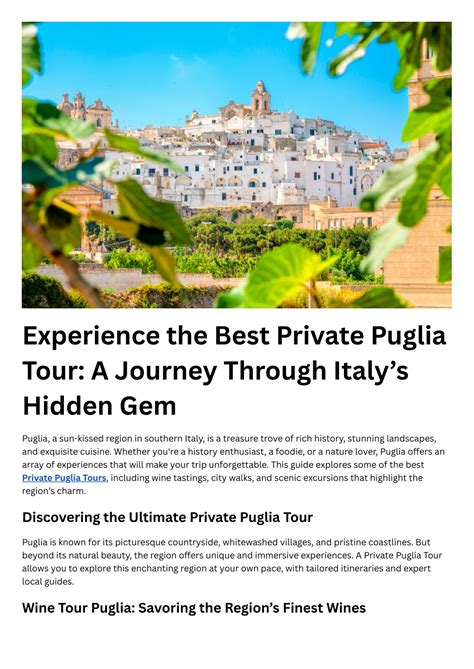 Private Tour Puglia
