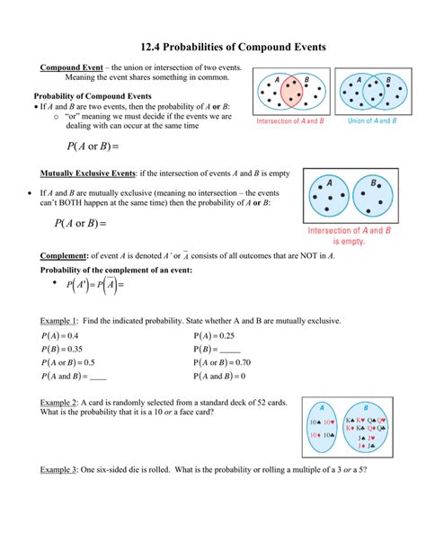 Probability Of Compound Events Worksheets