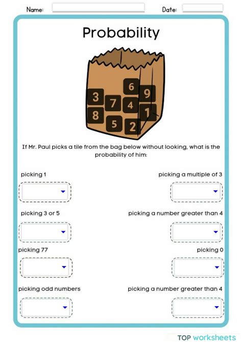 Probability interactive worksheet