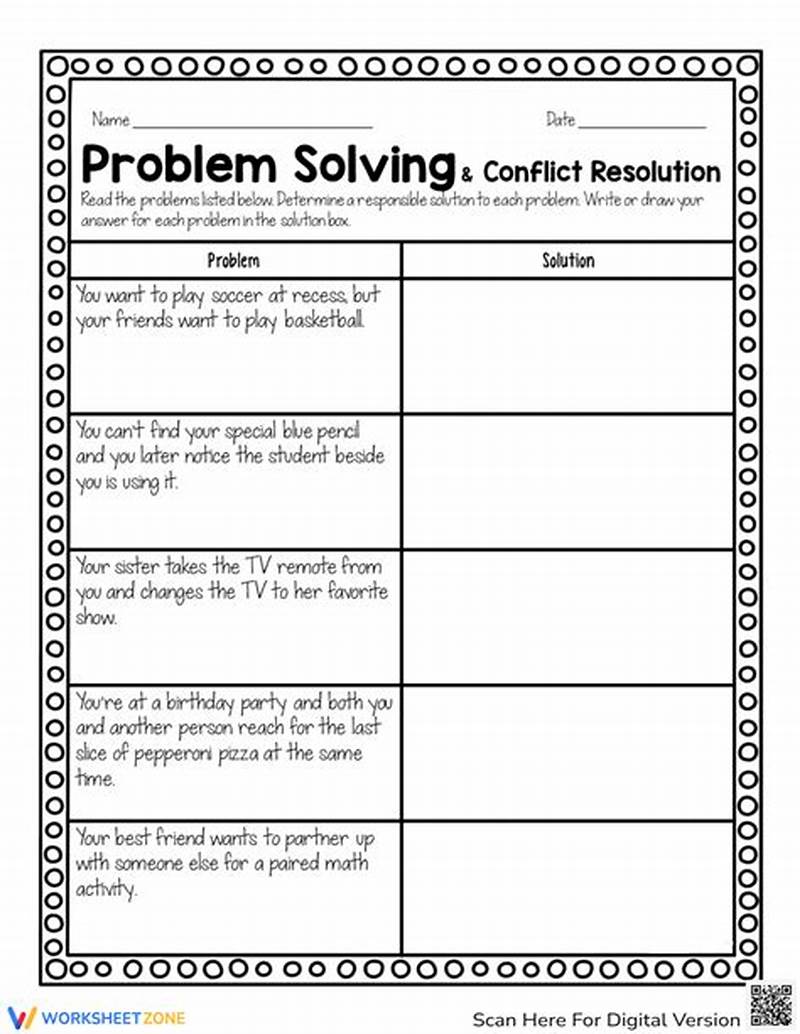 Problem Solving Free Printable Conflict Resolution Worksheets