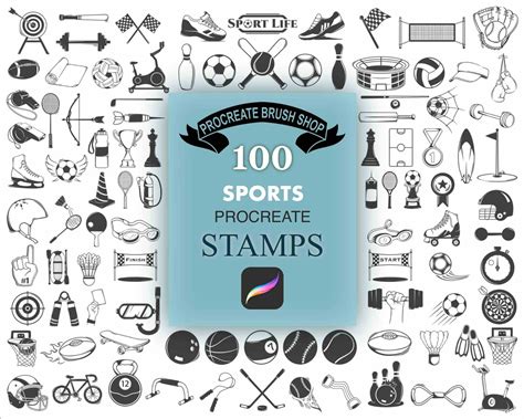Download Procreate Stamp Brushes Sports Fitness For Crafts