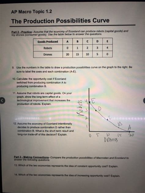 Product Possibilities Curve Worksheet