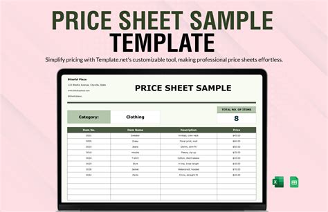 10 Product Price Sheet Template SampleTemplatess SampleTemplatess