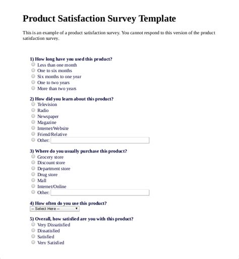 Product Survey Template