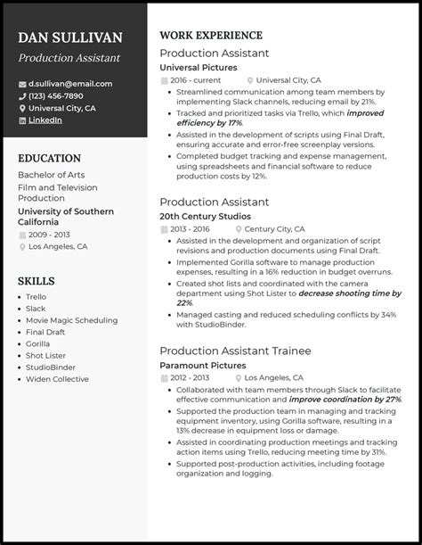 Production Assistant Resumes