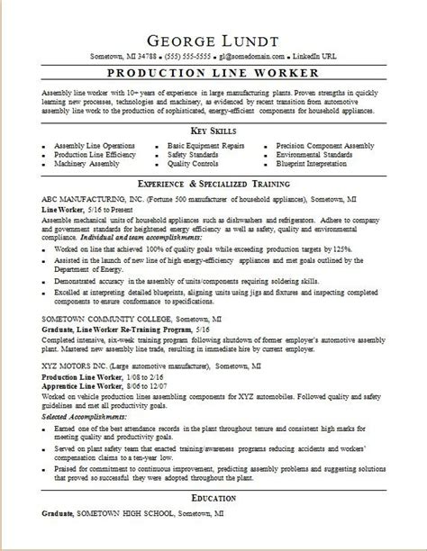 Production Line Worker Resume