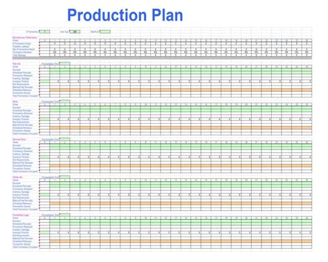 Production Plan Template Xls