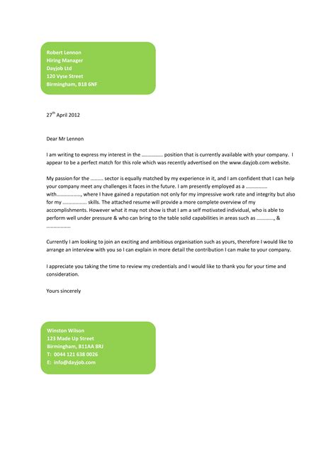 Professional Cover Letter Samples